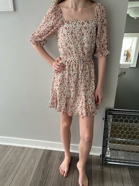 Trixxi Cream Mini Dress with Rust Floral Print